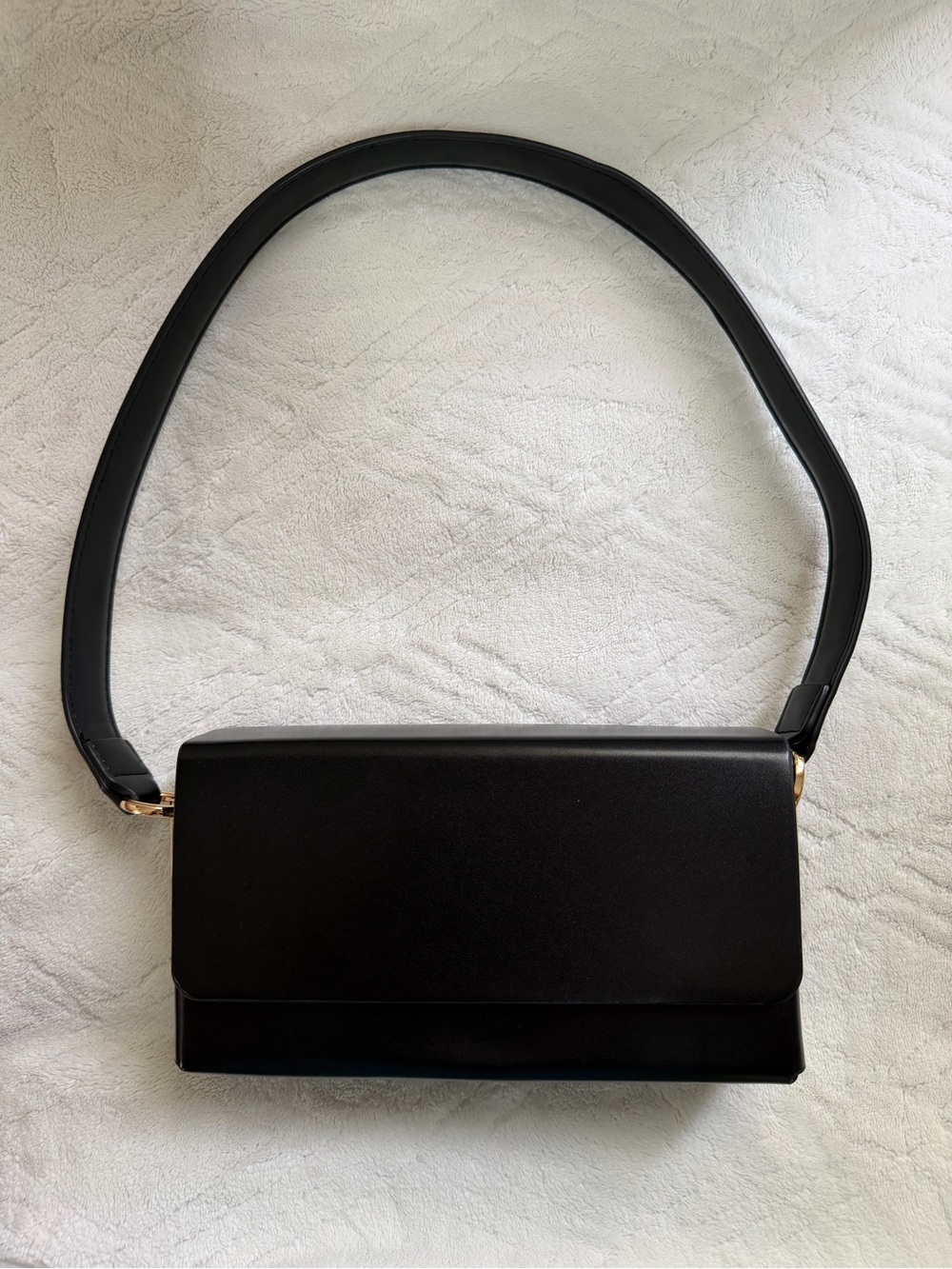 Madison West Black Structured Leather Shoulder Bag